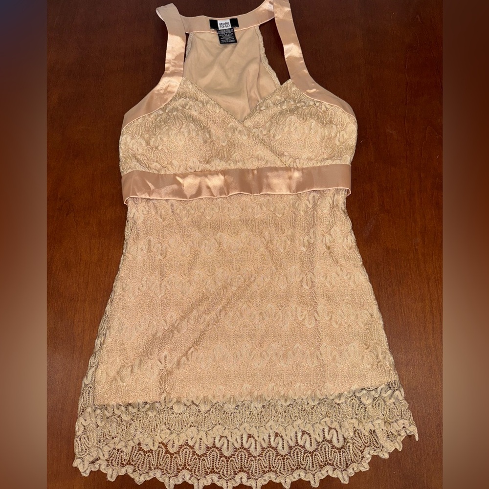 Studio 1940 Nude Lace Tank Top Blouse